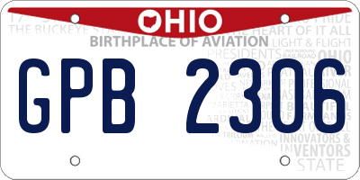 OH license plate GPB2306