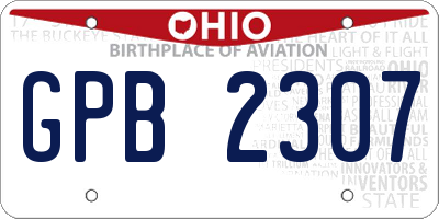 OH license plate GPB2307