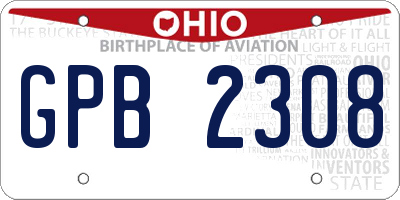 OH license plate GPB2308