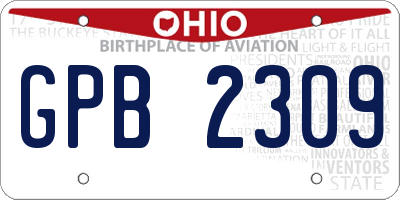 OH license plate GPB2309