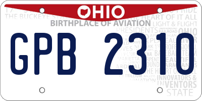 OH license plate GPB2310