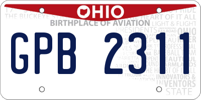 OH license plate GPB2311