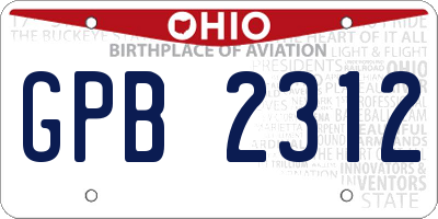OH license plate GPB2312