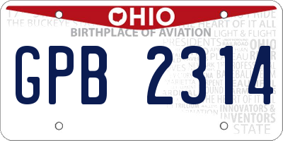 OH license plate GPB2314