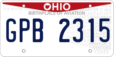 OH license plate GPB2315