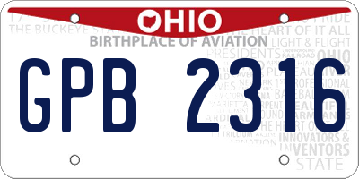 OH license plate GPB2316