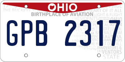 OH license plate GPB2317