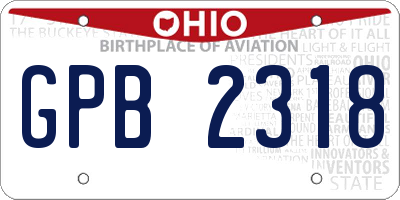 OH license plate GPB2318