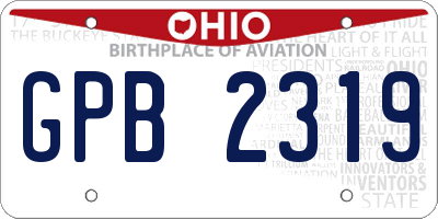 OH license plate GPB2319