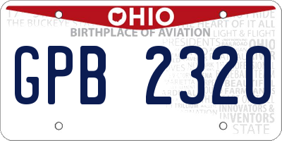 OH license plate GPB2320