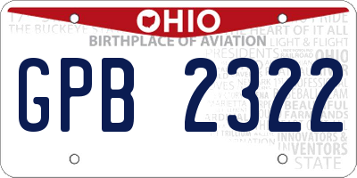 OH license plate GPB2322