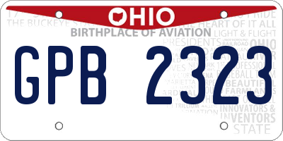 OH license plate GPB2323