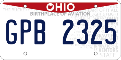 OH license plate GPB2325