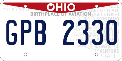 OH license plate GPB2330