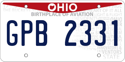 OH license plate GPB2331