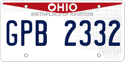 OH license plate GPB2332