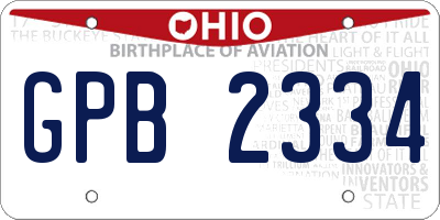 OH license plate GPB2334