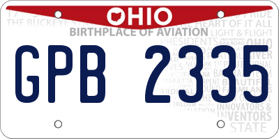 OH license plate GPB2335