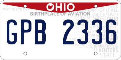 OH license plate GPB2336