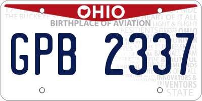 OH license plate GPB2337