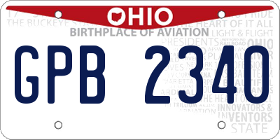 OH license plate GPB2340