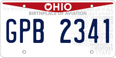OH license plate GPB2341