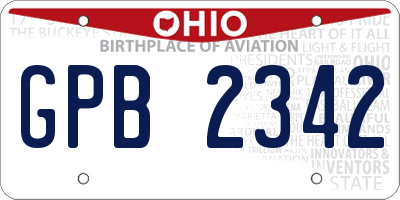 OH license plate GPB2342