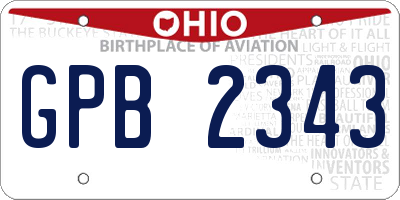 OH license plate GPB2343