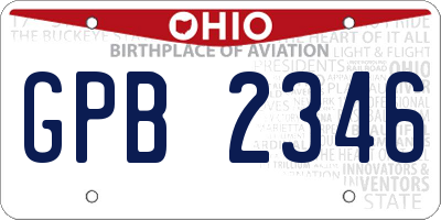 OH license plate GPB2346