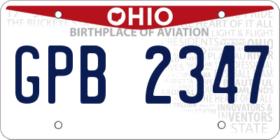 OH license plate GPB2347