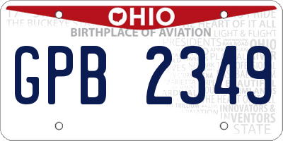 OH license plate GPB2349