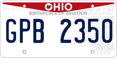 OH license plate GPB2350