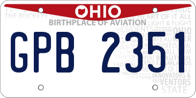 OH license plate GPB2351