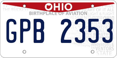 OH license plate GPB2353