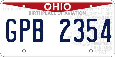 OH license plate GPB2354