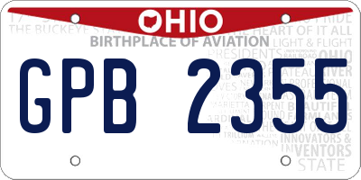 OH license plate GPB2355