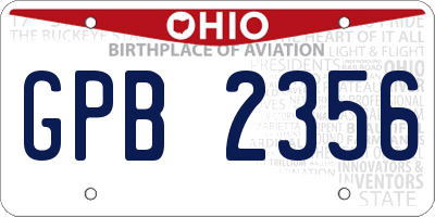 OH license plate GPB2356