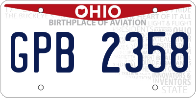 OH license plate GPB2358