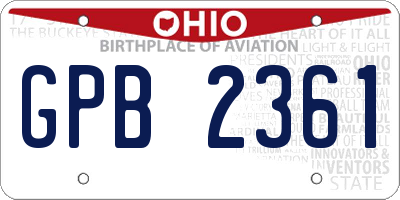 OH license plate GPB2361
