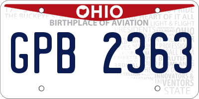 OH license plate GPB2363