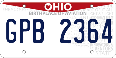 OH license plate GPB2364