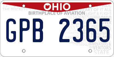 OH license plate GPB2365