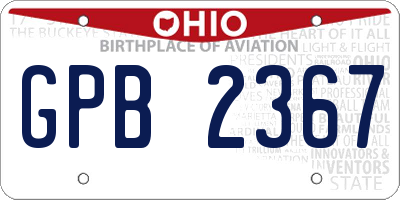 OH license plate GPB2367