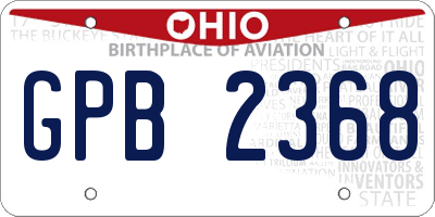 OH license plate GPB2368