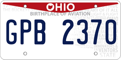 OH license plate GPB2370