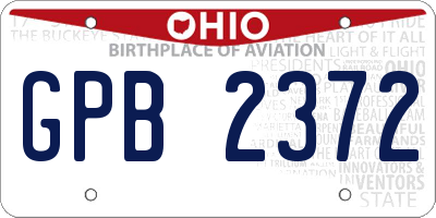 OH license plate GPB2372