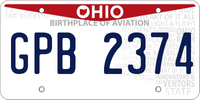 OH license plate GPB2374