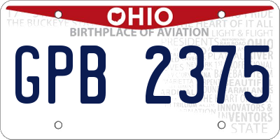 OH license plate GPB2375