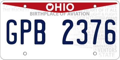 OH license plate GPB2376