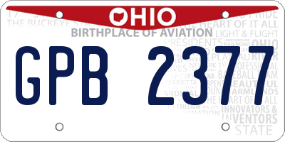 OH license plate GPB2377